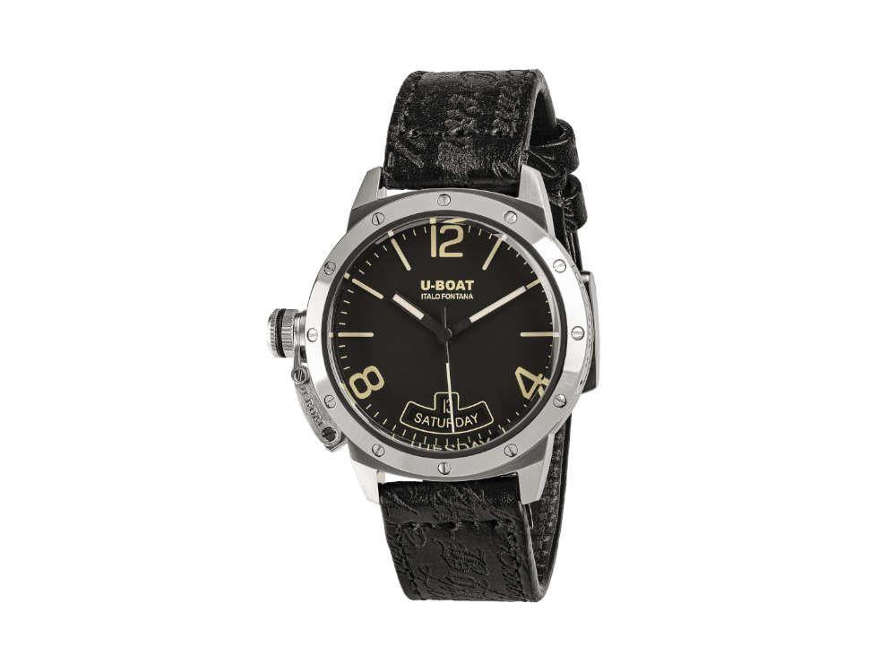 U-Boat Classico Vintage Automatik Uhr, Schwarz, 40 mm, Lederband, 8890