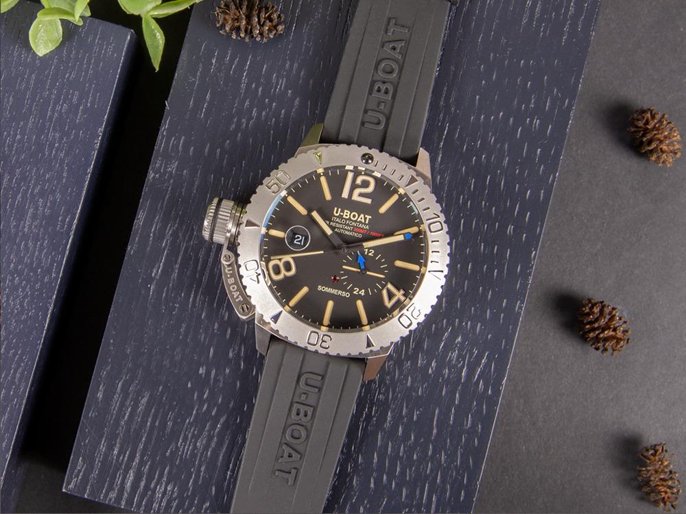 U-Boat Classico Sommerso Automatik Uhr, Schwarz, 46 mm, 30 atm, 9007/A