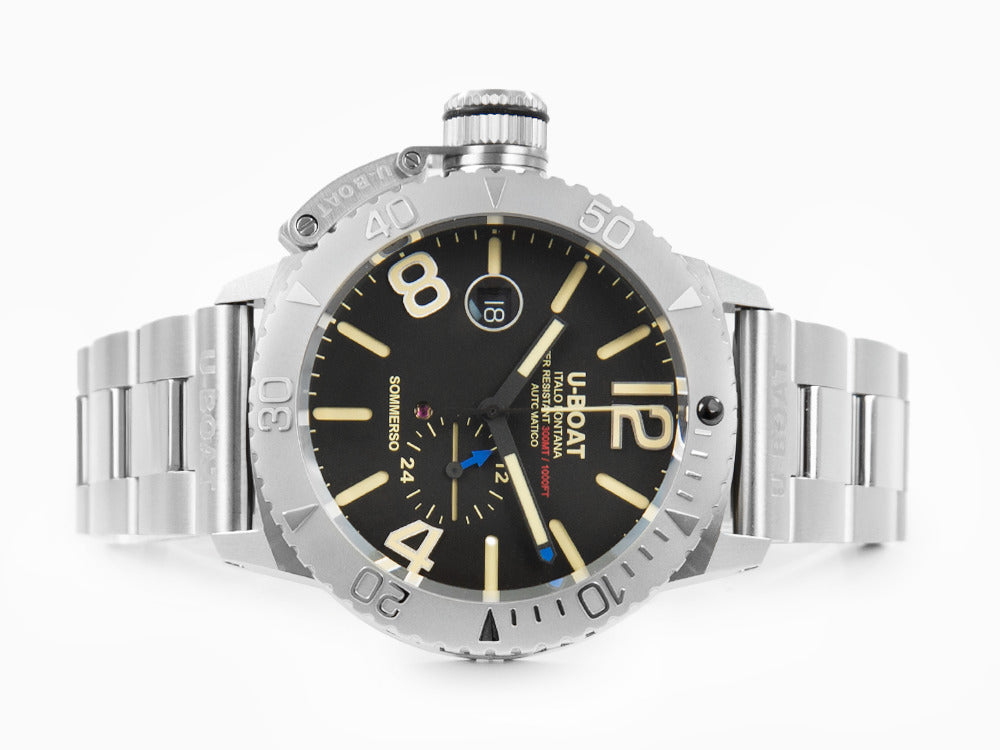 U-Boat Classico Sommerso Automatik Uhr, Edelstahl, Schwarz, 46 mm, 9007/A/MT