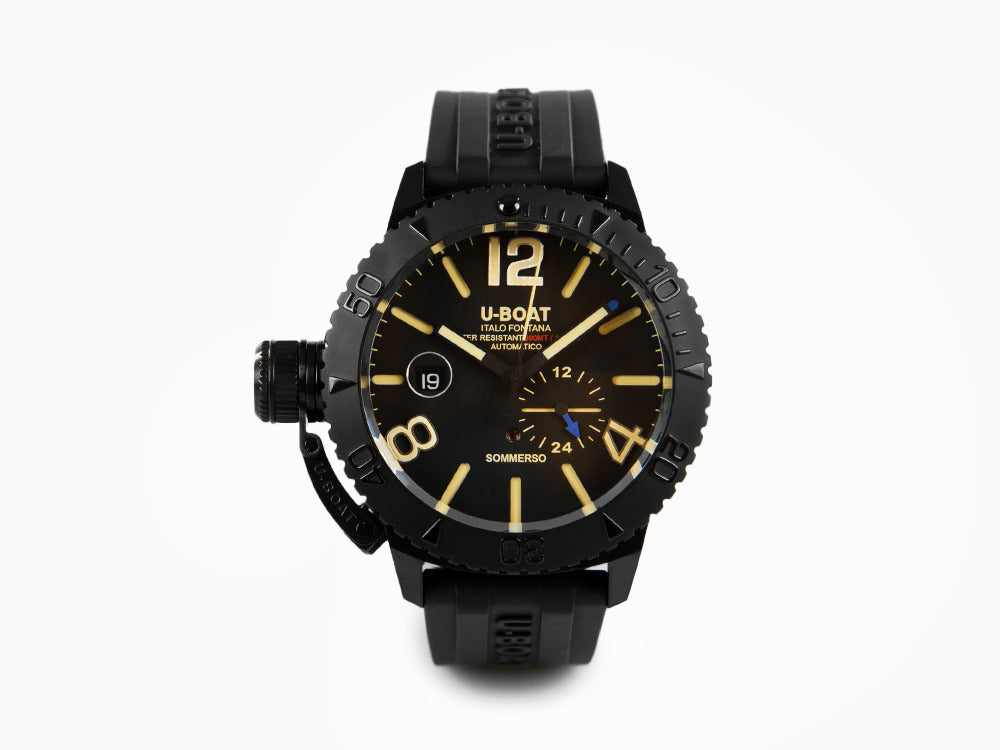 U-Boat Classico Sommerso Automatik Uhr, DLC, Schwarz, 46 mm, 30 atm, 9015