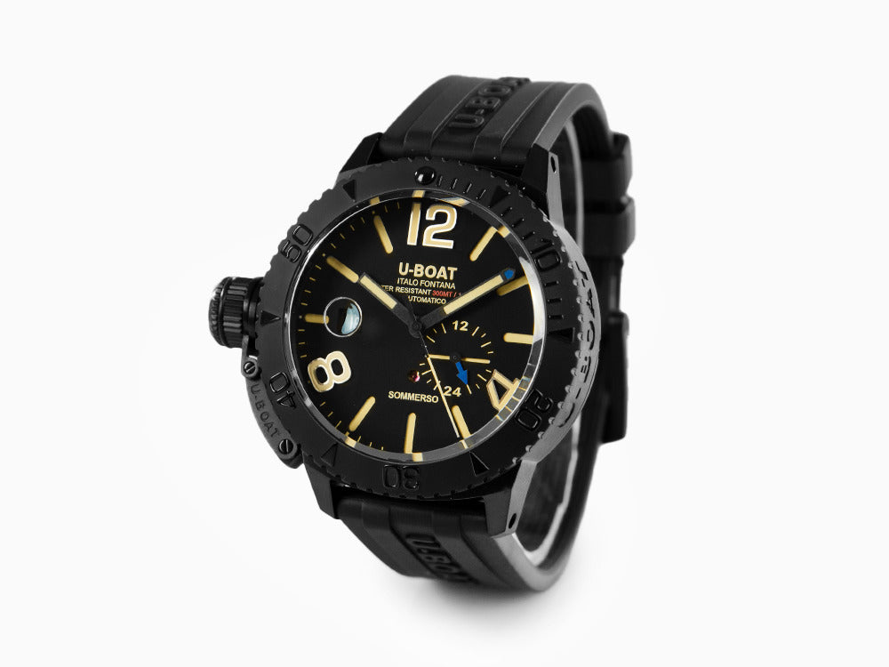 U-Boat Classico Sommerso Automatik Uhr, DLC, Schwarz, 46 mm, 30 atm, 9015