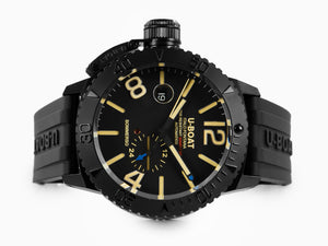 U-Boat Classico Sommerso Automatik Uhr, DLC, Schwarz, 46 mm, 30 atm, 9015