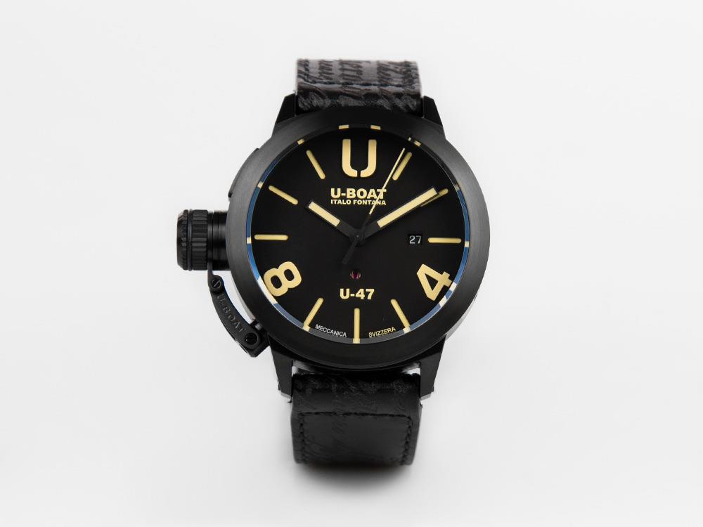 U-Boat U-47 Classico Dark Soul Automatik Uhr, IPB, 47 mm, Lederband, 9160