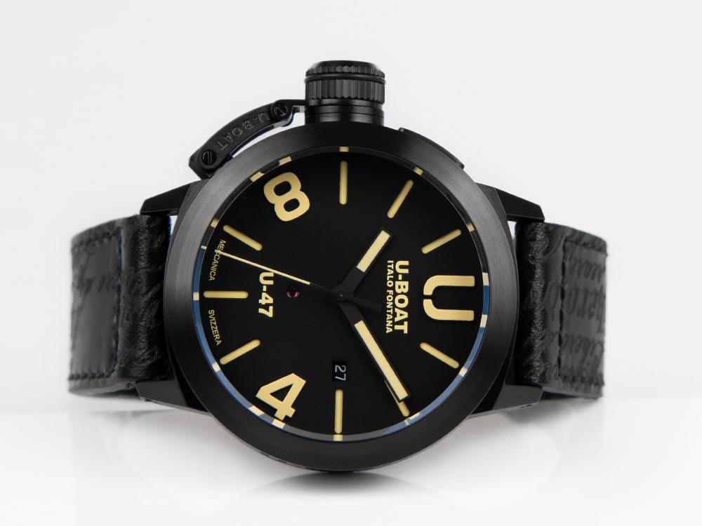 U-Boat U-47 Classico Dark Soul Automatik Uhr, IPB, 47 mm, Lederband, 9160