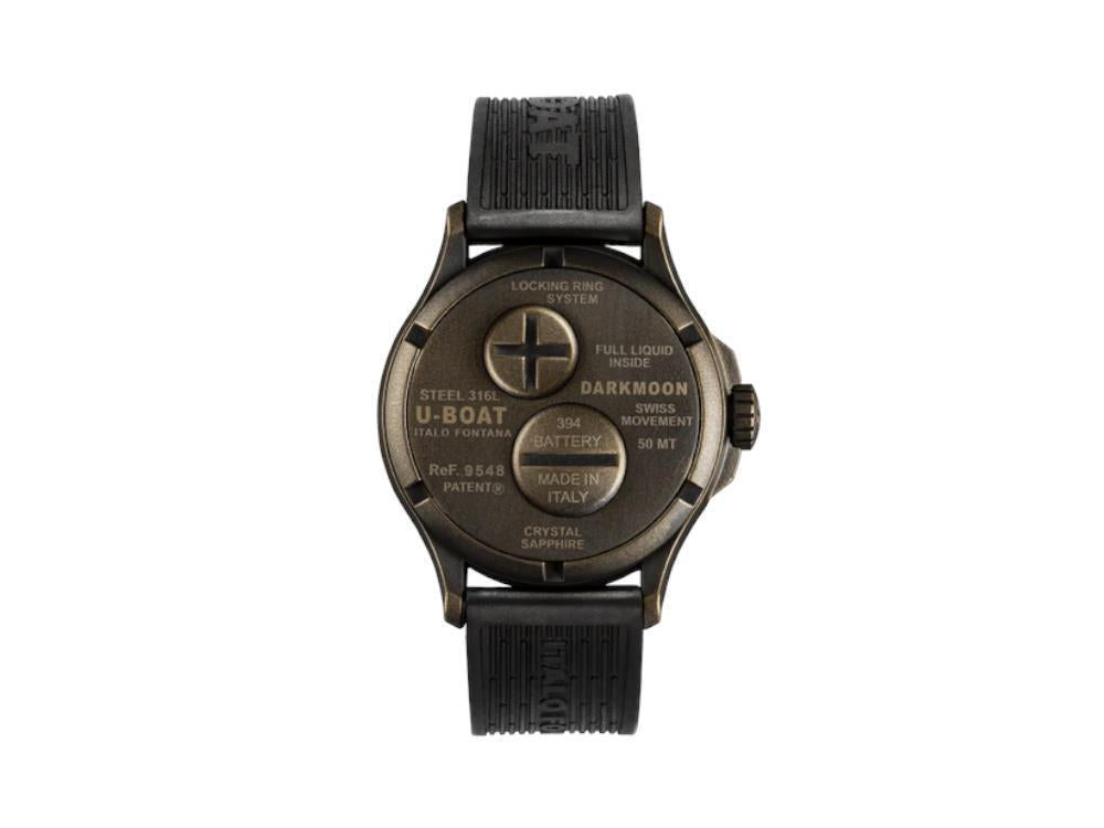 U-Boat Capsoil Darkmoon Curve Vintage Uhr, IP Bronce, 44 mm, Schwarz, 9548