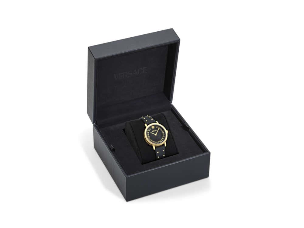 Versace Greca Fortuna Quartz Uhr, PVD Gold, Schwarz, 35 mm, VE0A00225