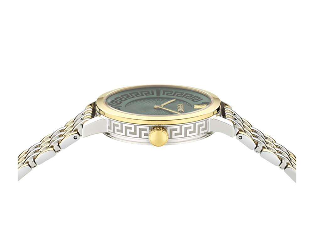Versace Greca Fortuna Quartz Uhr, PVD Gold, Grün, 35 mm, Shapir-Glas, VE0A00325