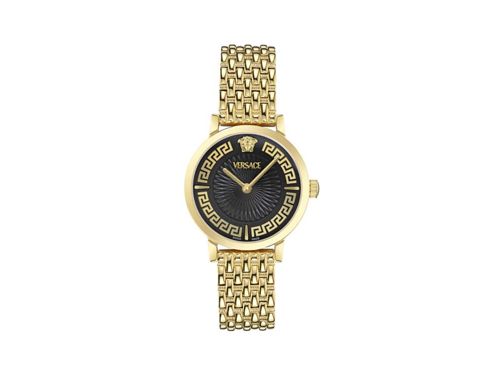 Versace Greca Fortuna Quartz Uhr, PVD Gold, Schwarz, 35 mm, VE0A00525