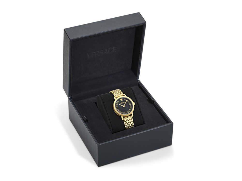 Versace Greca Fortuna Quartz Uhr, PVD Gold, Schwarz, 35 mm, VE0A00525