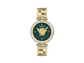 Versace Medusa Jewel Quartz Uhr, PVD Gold, Grün, 34 mm, Shapir-Glas, VE0B00325