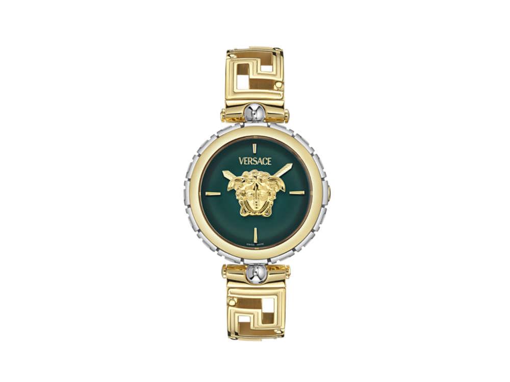 Versace Medusa Jewel Quartz Uhr, PVD Gold, Grün, 34 mm, Shapir-Glas, VE0B00325