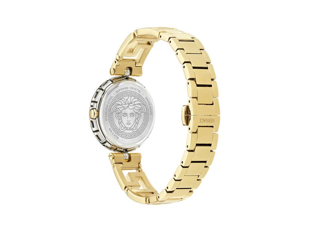 Versace Medusa Jewel Quartz Uhr, PVD Gold, Grün, 34 mm, Shapir-Glas, VE0B00325