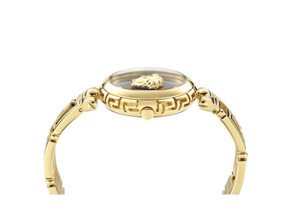 Versace Medusa Jewel Quartz Uhr, PVD Gold, Schwarz, 34 mm, VE0B00525