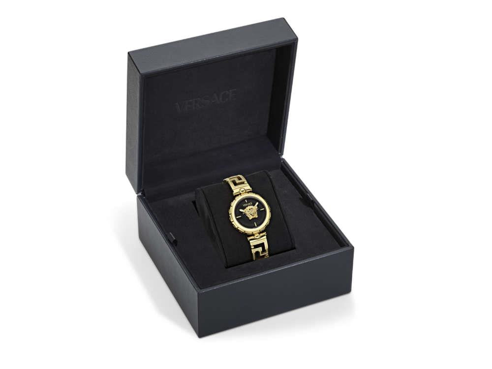 Versace Medusa Jewel Quartz Uhr, PVD Gold, Schwarz, 34 mm, VE0B00525