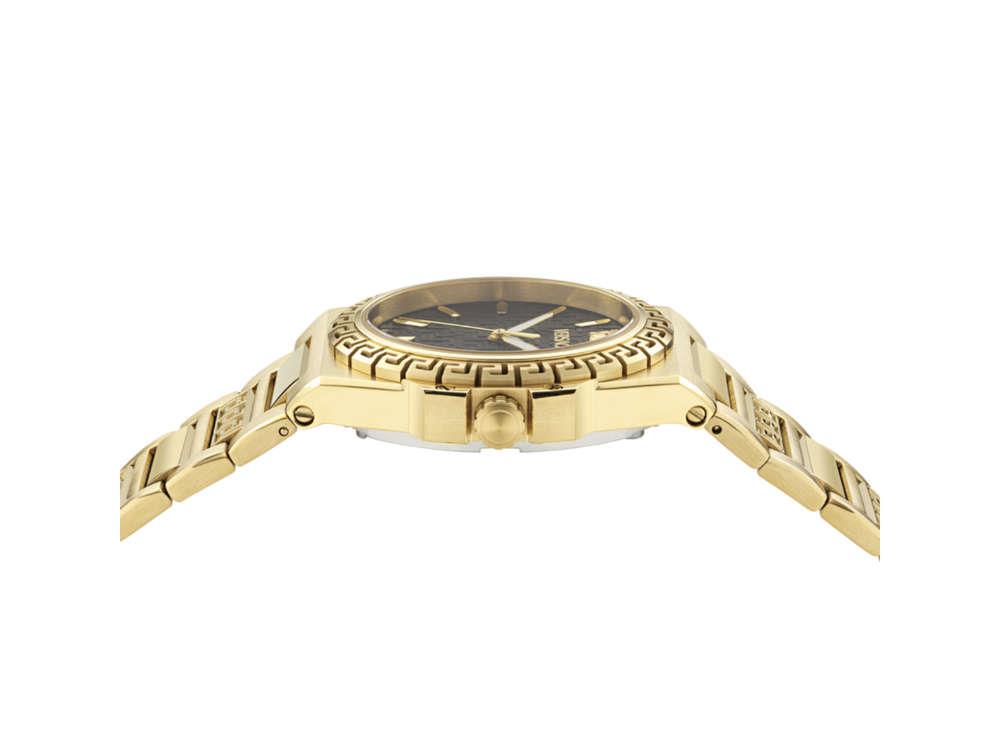 Versace Greca Reaction Quartz Uhr, PVD Gold, Schwarz, 38 mm, VE0D00525
