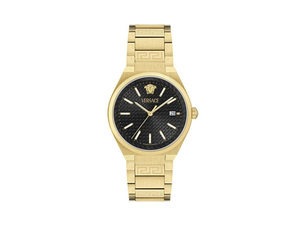 Versace V-Auria Quartz Uhr, PVD Gold, Schwarz, 39 mm, Shapir-Glas, VE0F00525