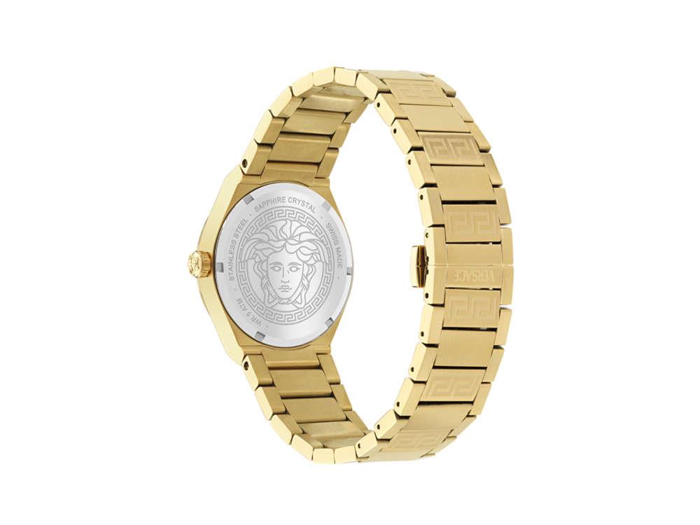 Versace V-Auria Quartz Uhr, PVD Gold, Schwarz, 39 mm, Shapir-Glas, VE0F00525