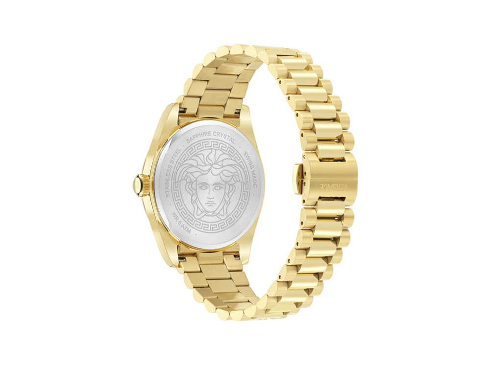 Versace Millenyium Quartz Uhr, PVD Gold, Grau, 40 mm, Shapir-Glas, VE0G00625