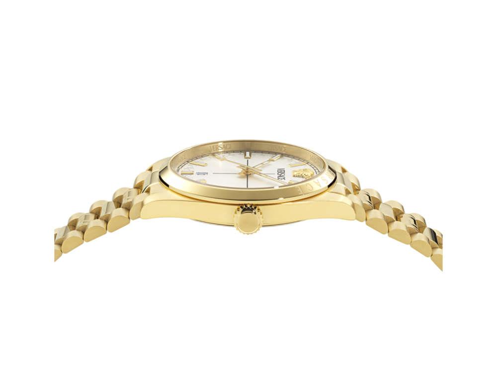 Versace Millenyium Quartz Uhr, PVD Gold, Grau, 40 mm, Shapir-Glas, VE0G00625