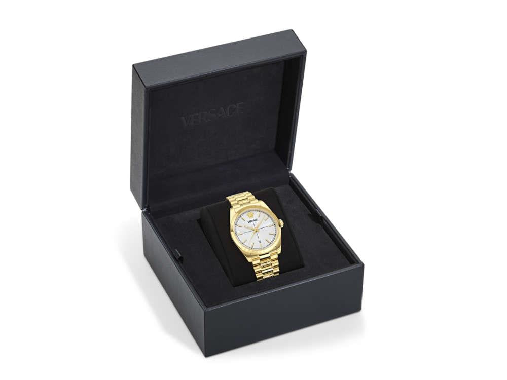 Versace Millenyium Quartz Uhr, PVD Gold, Grau, 40 mm, Shapir-Glas, VE0G00625