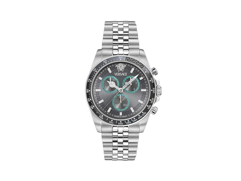 Versace Greca Chrono Wave Quartz Uhr, Grau, 43 mm, Shapir-Glas, VE0H00325