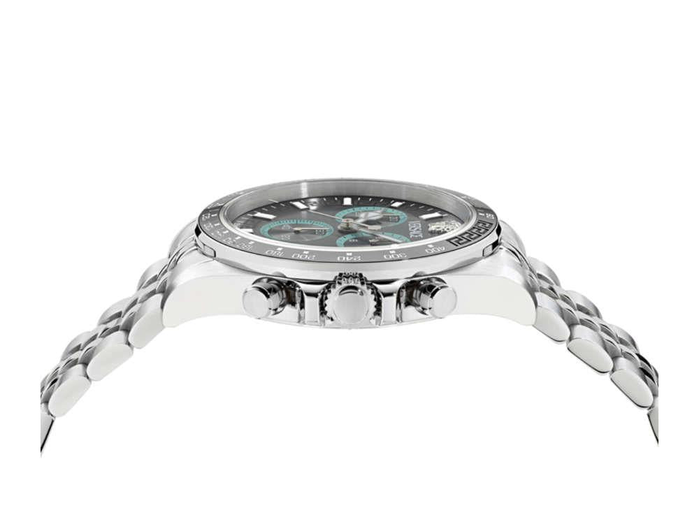 Versace Greca Chrono Wave Quartz Uhr, Grau, 43 mm, Shapir-Glas, VE0H00325