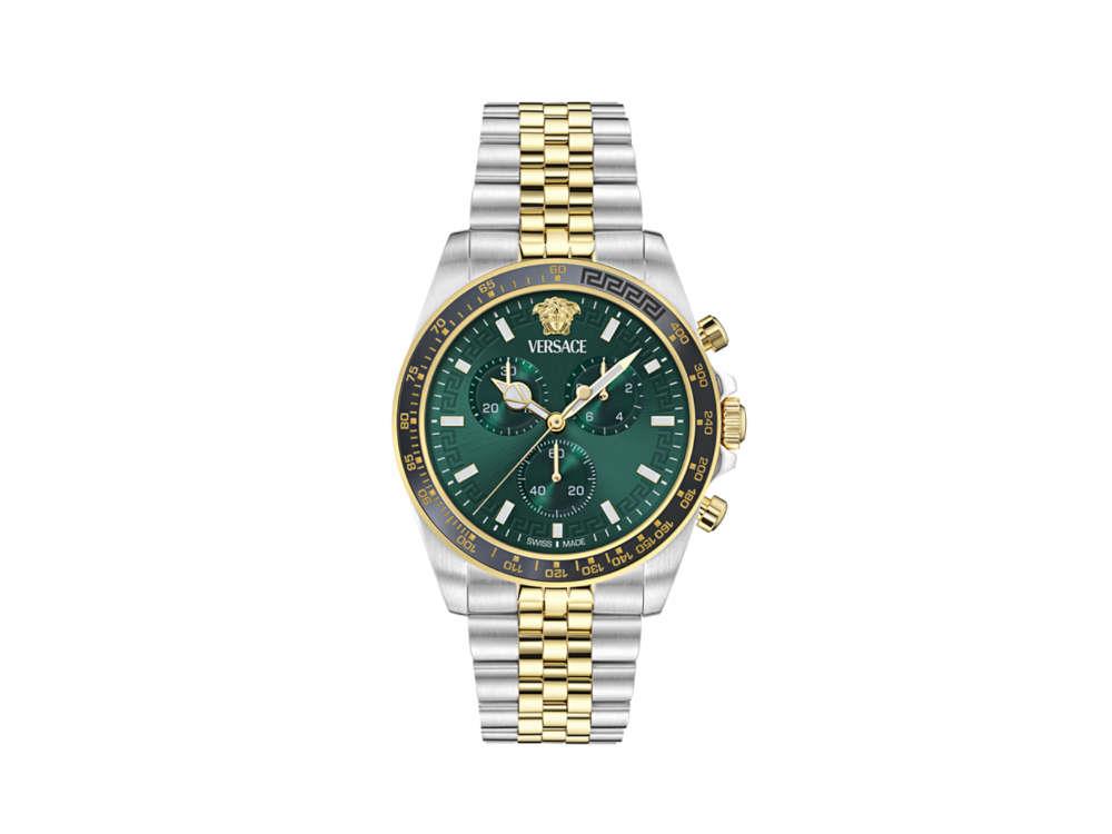Versace Greca Chrono Wave Quartz Uhr, Grün, 43 mm, Shapir-Glas, VE0H00425