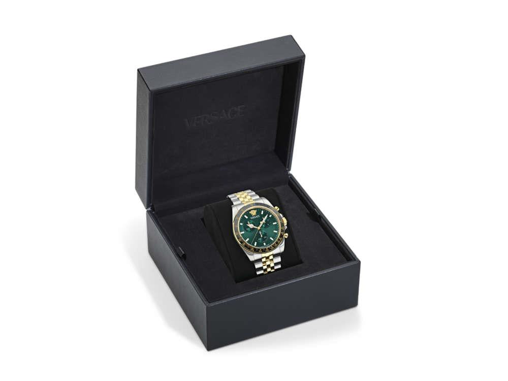 Versace Greca Chrono Wave Quartz Uhr, Grün, 43 mm, Shapir-Glas, VE0H00425