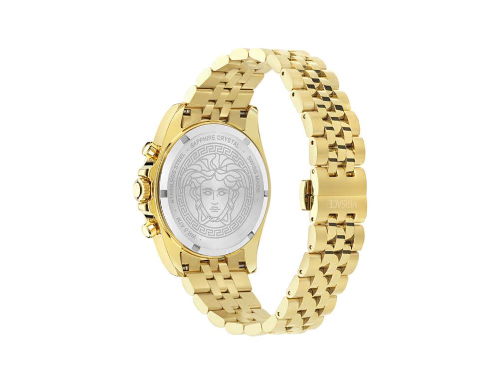 Versace Greca Chrono Wave Quartz Uhr, PVD Gold, Schwarz, 43 mm, VE0H00525