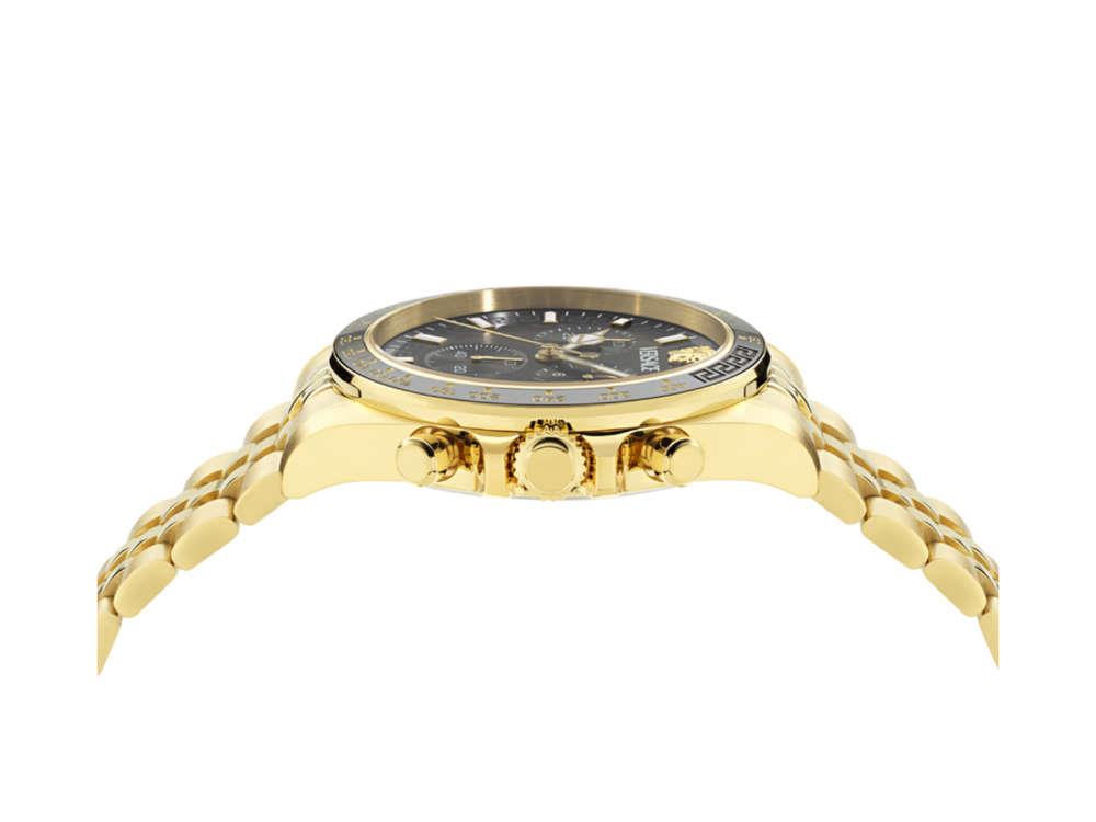 Versace Greca Chrono Wave Quartz Uhr, PVD Gold, Schwarz, 43 mm, VE0H00525