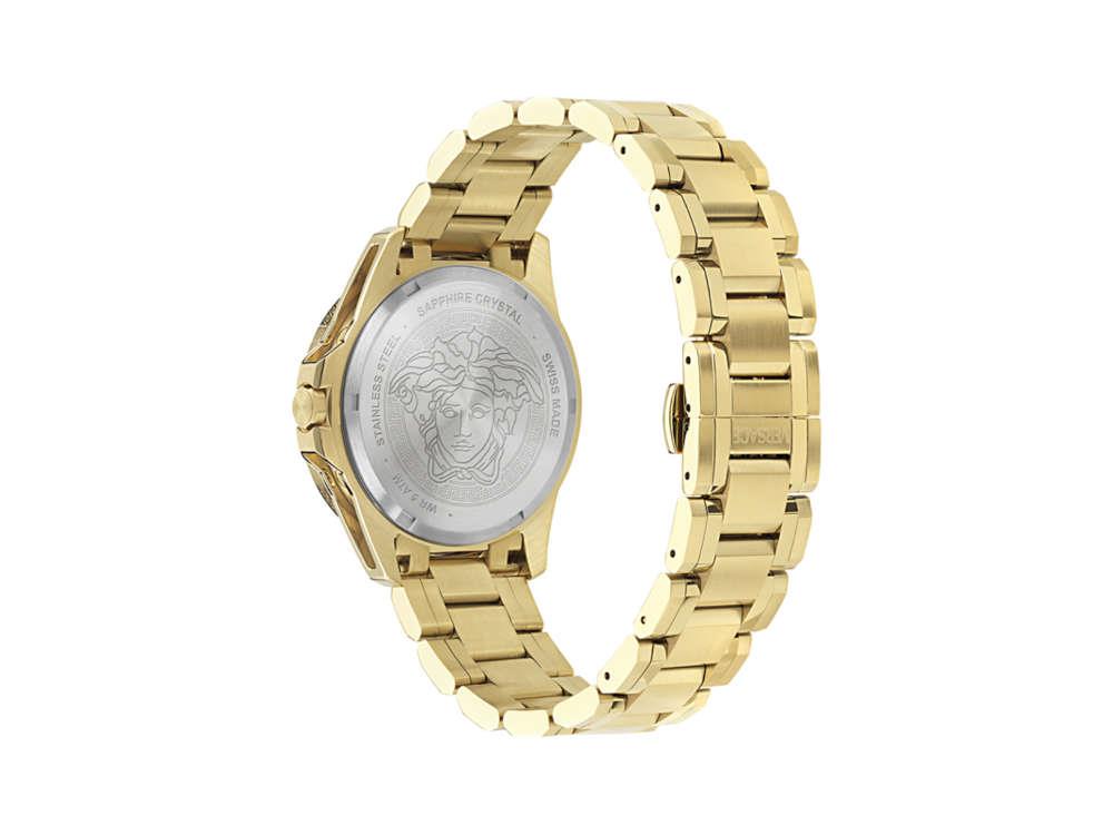 Versace V-Galaxy Moonphase Quartz Uhr, PVD Gold, Schwarz, 43 mm, VE0K00425