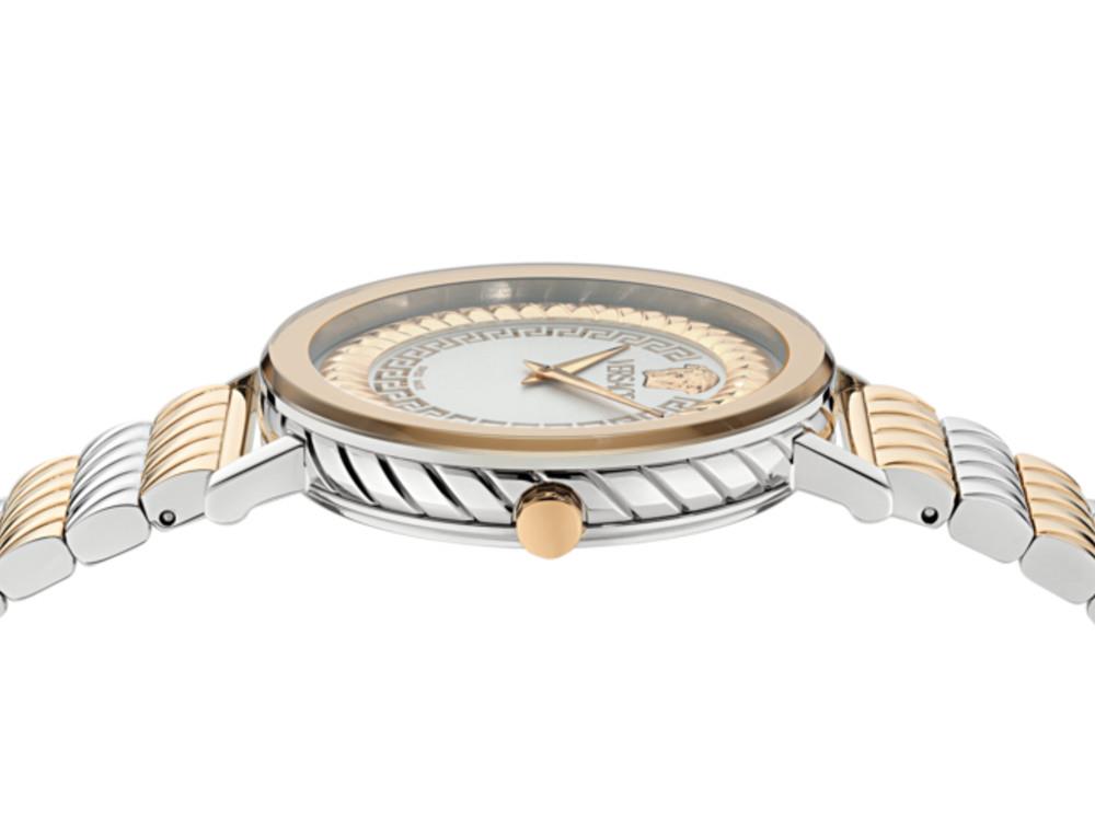 Versace Delphinus Quartz Uhr, PVD Rose Gold, Silber, 35 mm, VE0O00325