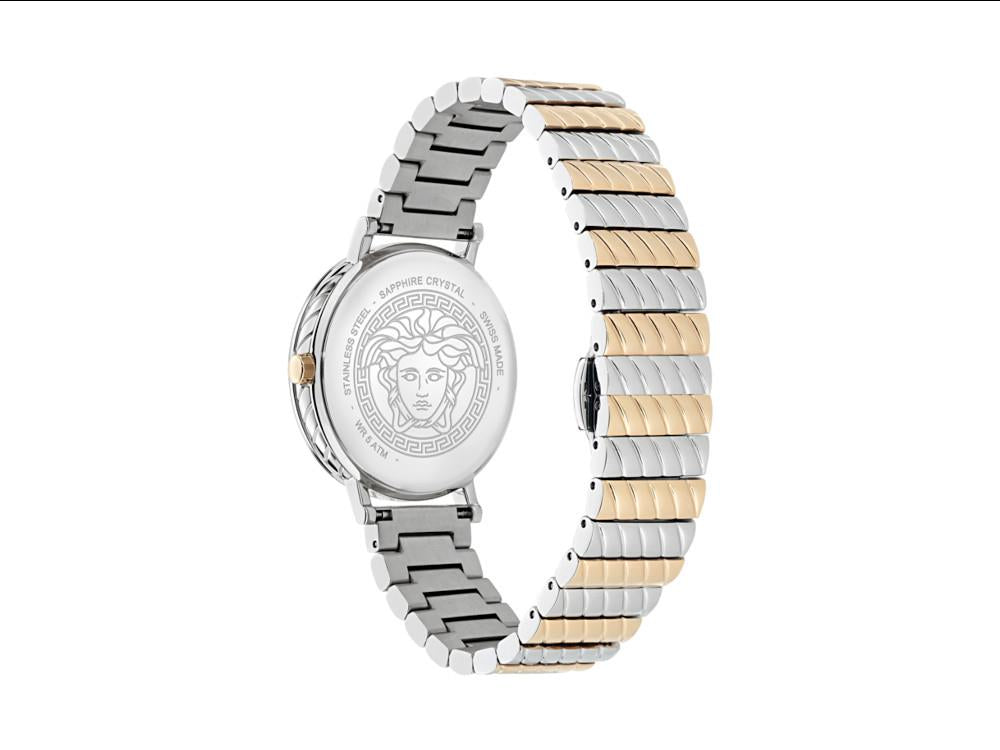 Versace Delphinus Quartz Uhr, PVD Rose Gold, Silber, 35 mm, VE0O00325