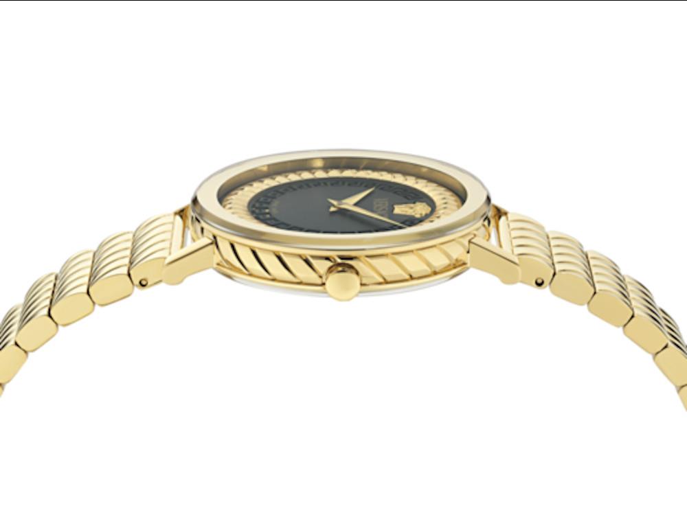 Versace Delphinus Quartz Uhr, PVD Gold, Schwarz, 35 mm, VE0O00425