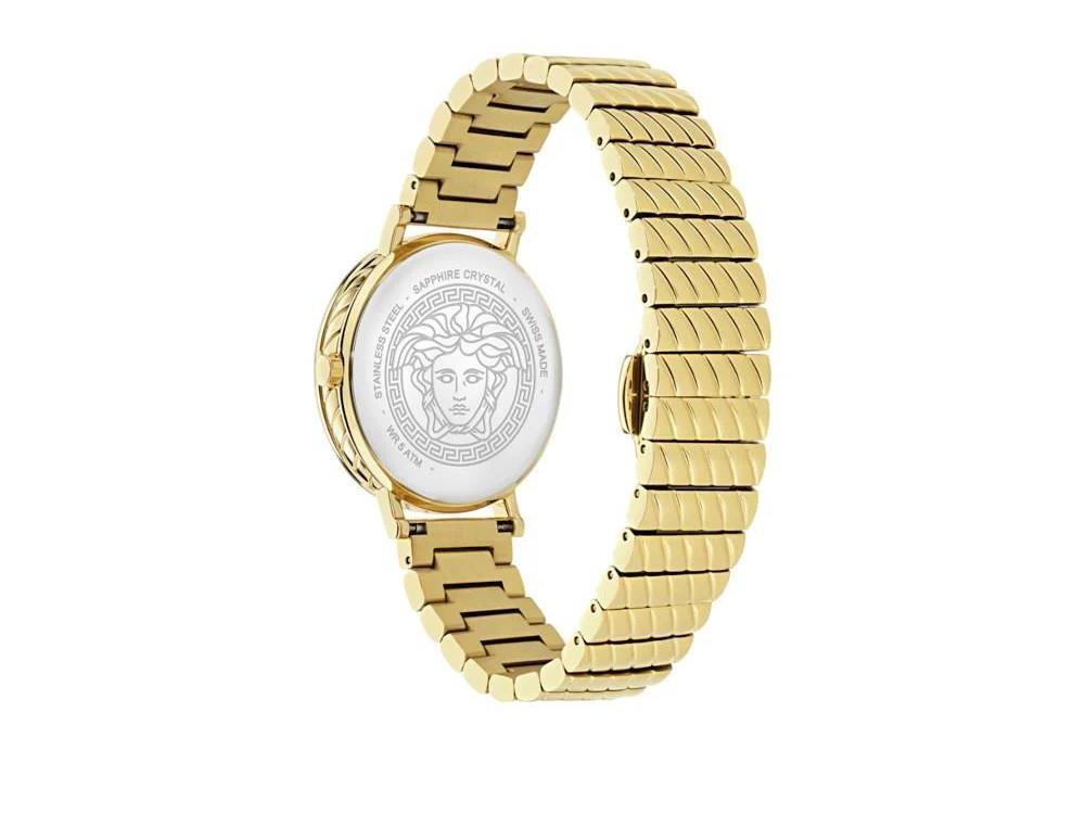 Versace Delphinus Quartz Uhr, PVD Gold, Schwarz, 35 mm, VE0O00425