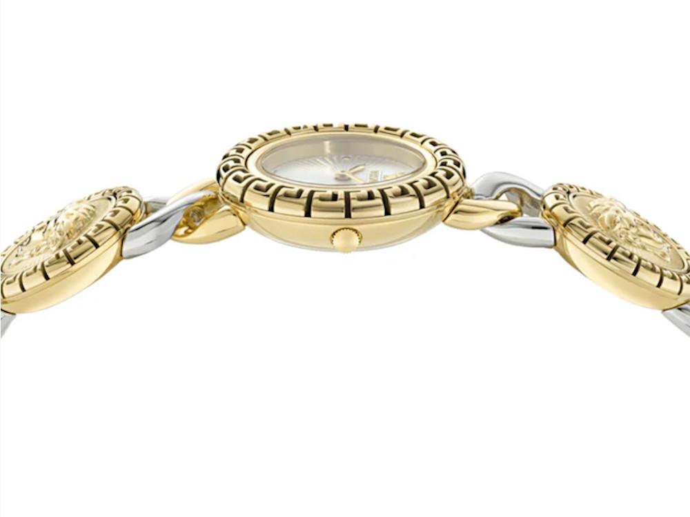 Versace Greca Stud IconQuartz Uhr, Recycelter Stahl, Weiss, 28 mm, VE0Q00325