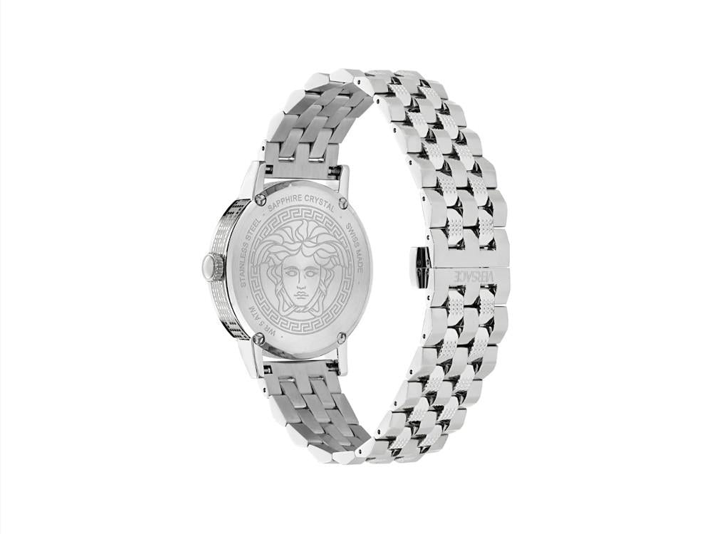 Versace Albireo Quartz Uhr, Recycelter Stahl, Blau, 40 mm, VE0T00325