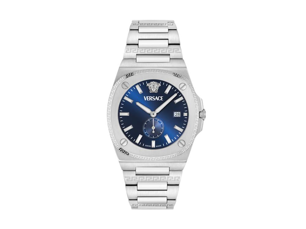 Versace Tolomeo Quartz Uhr, Recycelter Stahl, Blau, 40 mm, VE0V00225