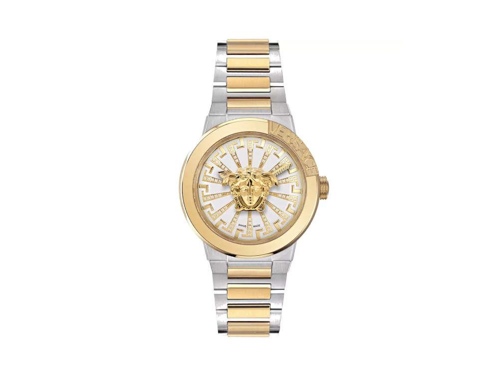 Versace Medusa Infinite Quartz Uhr, PVD Gold, Weiss, 38 mm, VE3F00823