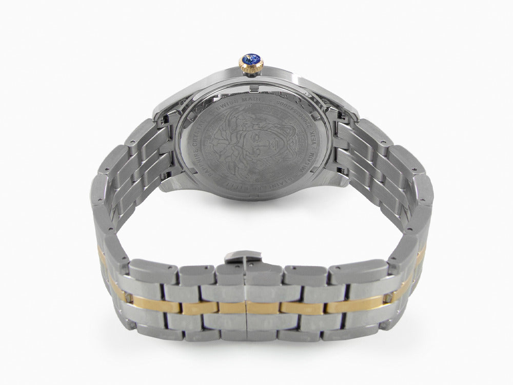 Versace Greca Time Quartz Uhr, PVD Gold, Grün, 41 mm, Shapir-Glas, VE3K00422