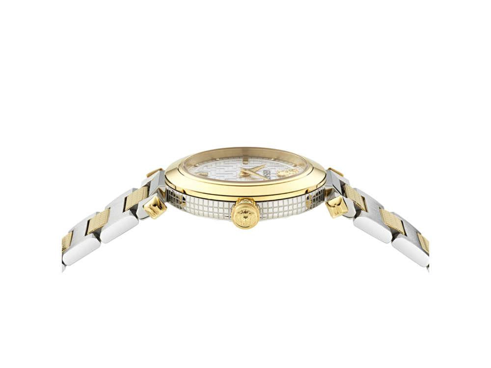 Versace Greek Quartz Uhr, PVD Gold, Silber, 35 mm, Shapir-Glas, VE5B00325