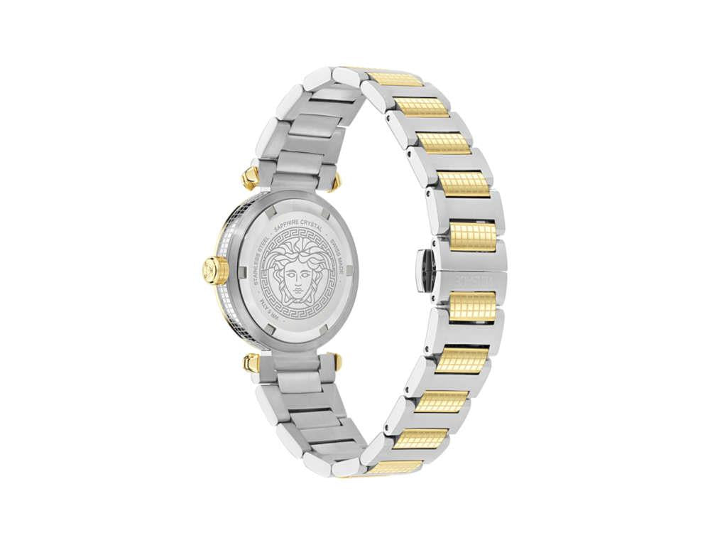 Versace Greek Quartz Uhr, PVD Gold, Grün, 35 mm, Shapir-Glas, VE5B00525
