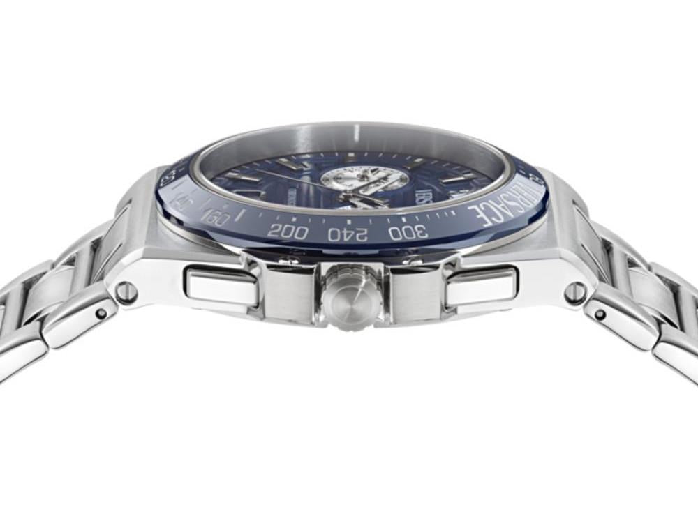 Versace Greca Reaction Quartz Uhr, Blau, 43 mm, VE5N00326
