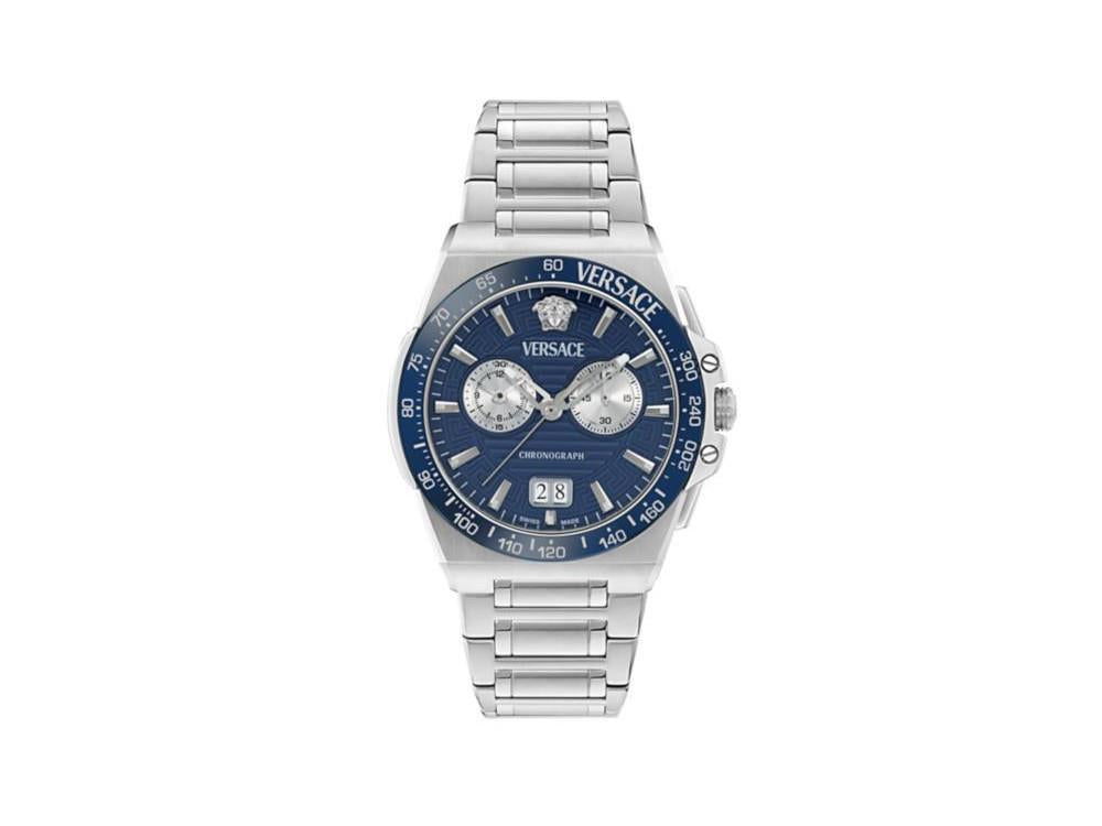 Versace Greca Reaction Quartz Uhr, Blau, 43 mm, VE5N00326