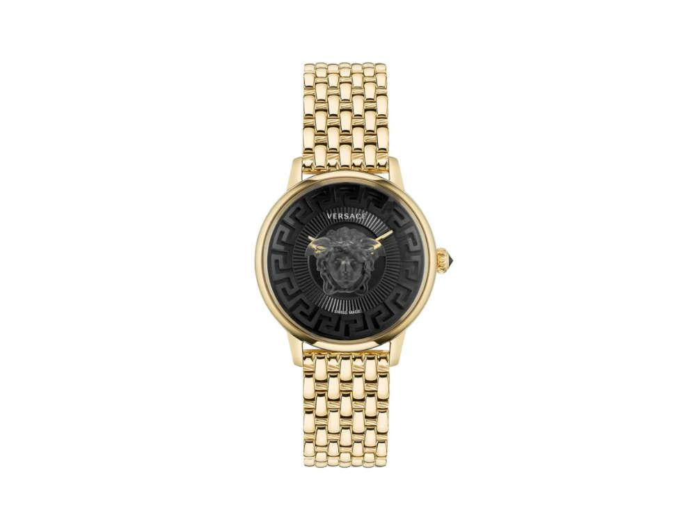 Versace Medusa Alchemy Quartz Uhr, PVD Gold, Schwarz, 38 mm, VE6F00523