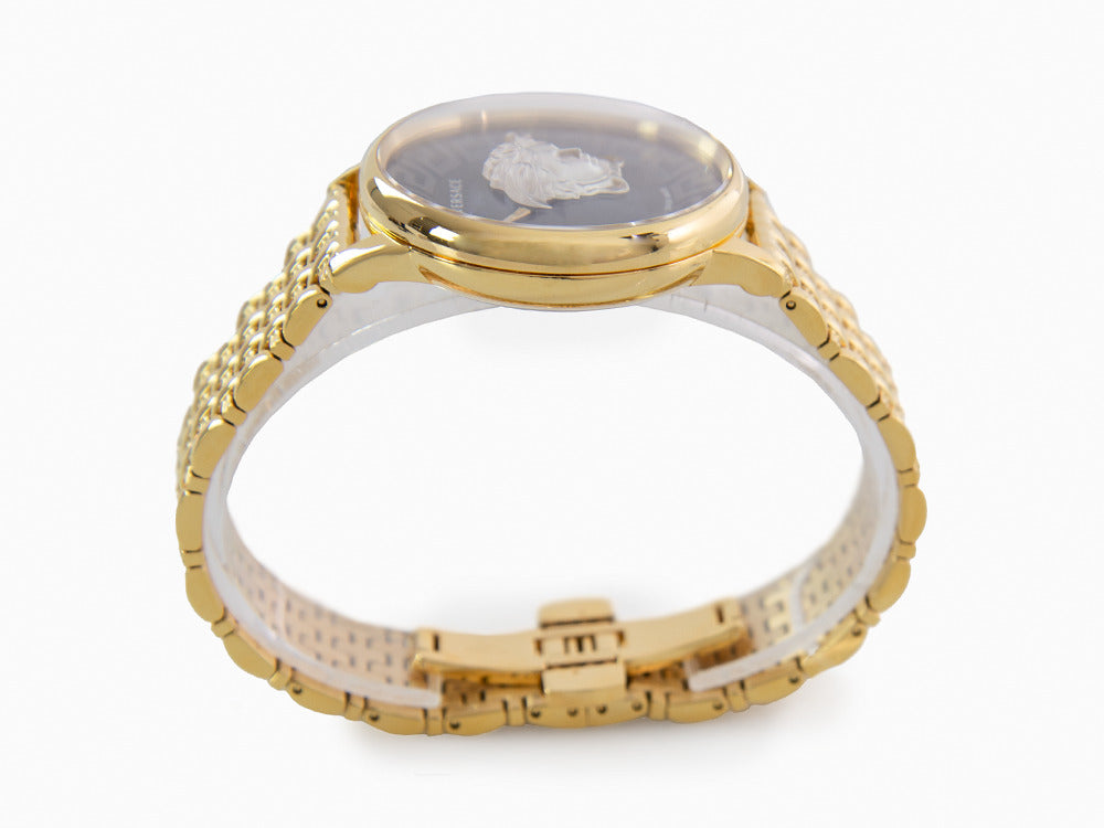 Versace Medusa Alchemy Quartz Uhr, PVD Gold, Schwarz, 38 mm, VE6F00523