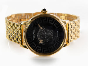 Versace Medusa Alchemy Quartz Uhr, PVD Gold, Schwarz, 38 mm, VE6F00523