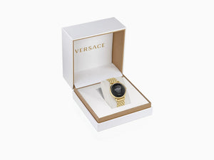 Versace Medusa Alchemy Quartz Uhr, PVD Gold, Schwarz, 38 mm, VE6F00523