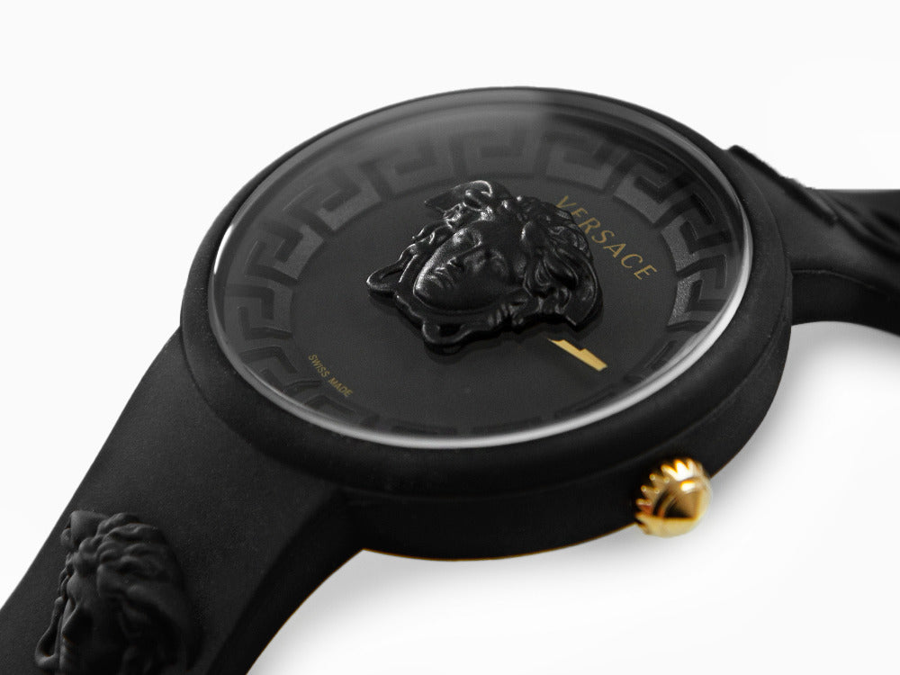 Versace Medusa Pop Quartz Uhr, Silikone, Schwarz, 39 mm, Shapir-Glas, VE6G00223