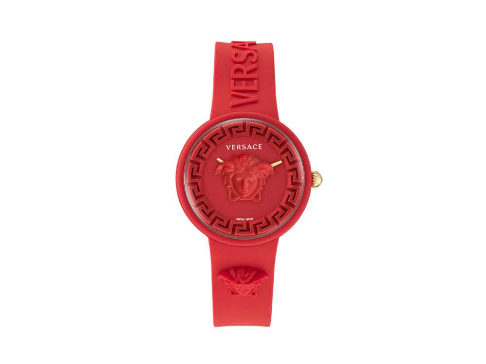 Versace Medusa Pop Quartz Uhr, Silikone, Rot, 39 mm, Shapir-Glas, VE6G00723